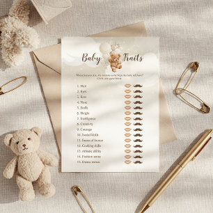 Neutrales Teddybär-Baby-Merkmale-Spielkarte Einladung