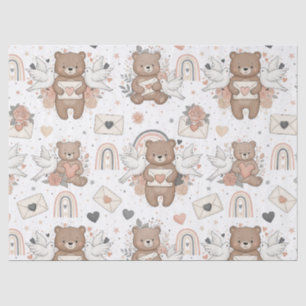 Neutrales Teddybär-Baby-Shower-Muster Seidenpapier