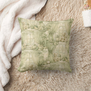 Neutrales Teddybär-Nursery-Zimmer Beige Muster (2) Kissen