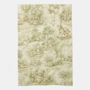 Neutrales Teddybär-Nursery-Zimmer Beige Muster (3) Geschirrtuch