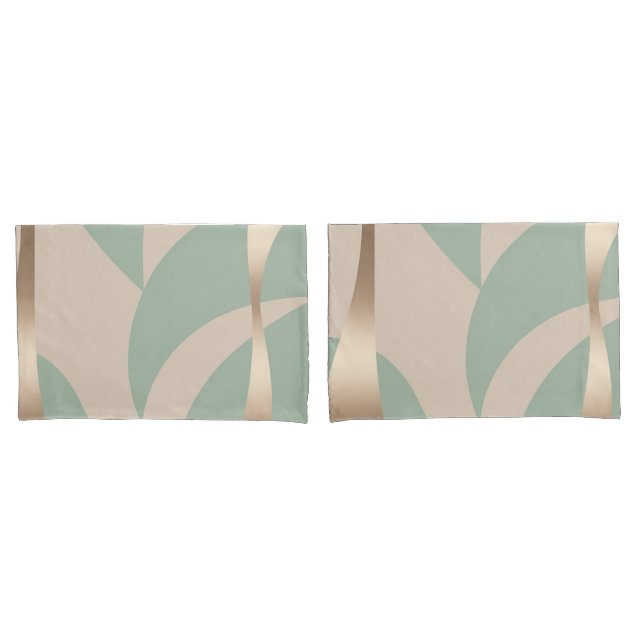 Neutrales Tone Beige & Soft Green mit Gold Set Kissenbezug (Vorderseite-Set)