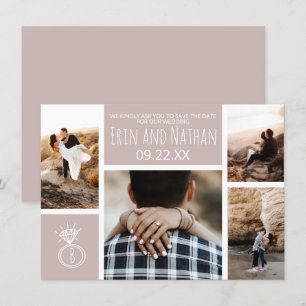Neutrales Verlobung Ring Foto Save the Date Einladung