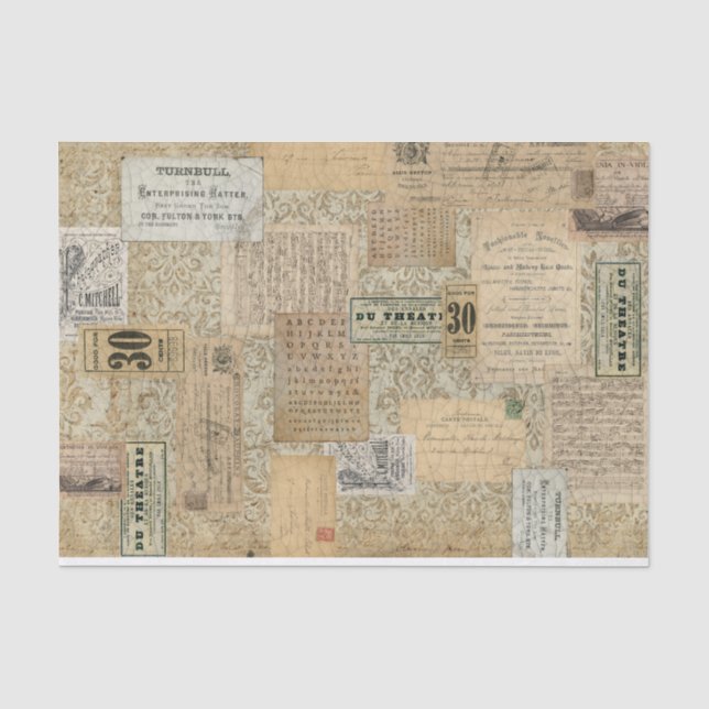 Neutrales Vintages Ephemeratpapier Seidenpapier (Vorderseite)