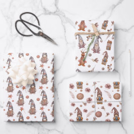 Neutrales Waldland-Set von 3 Flachblechwraps Geschenkpapier Set