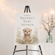 Neutrales Wasserfarbe-Otter-Baby-Shower-Willkommen
