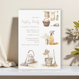 Neutrales Wasserfarben-Niedliches Nesting-Party Einladung
