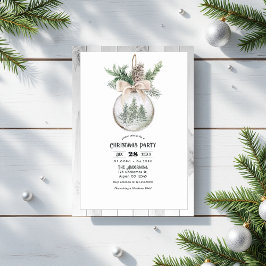 Neutrales Watercolor Boho Weihnachts-Party Einladung