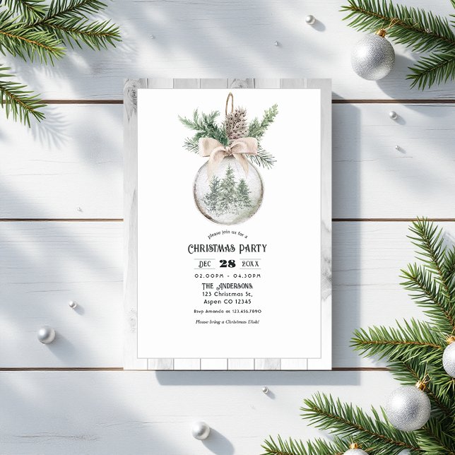 Neutrales Watercolor Boho Weihnachts-Party Einladung (Neutral Watercolor Boho Christmas Party Invitation)