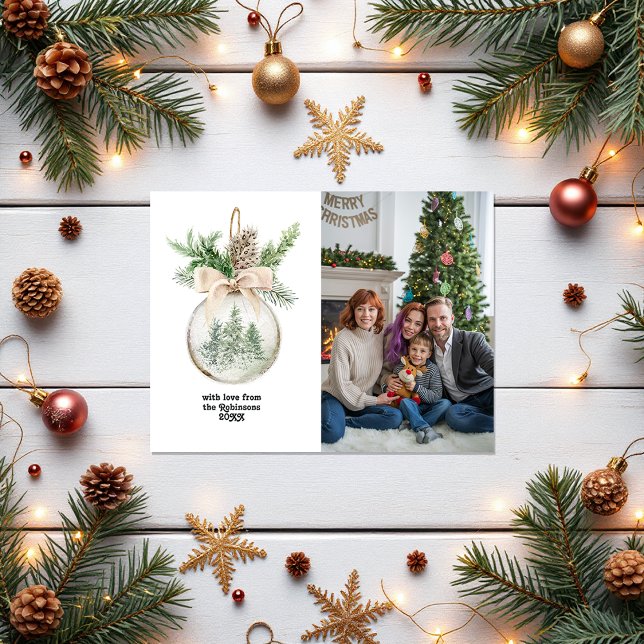 Neutrales Weihnachtsbaum Feiertagspostkarte (Neutral Watercolor Christmas Bauble Holiday Postcard)