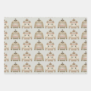 Neutrales Weihnachtscreme Geschenkpapier Set