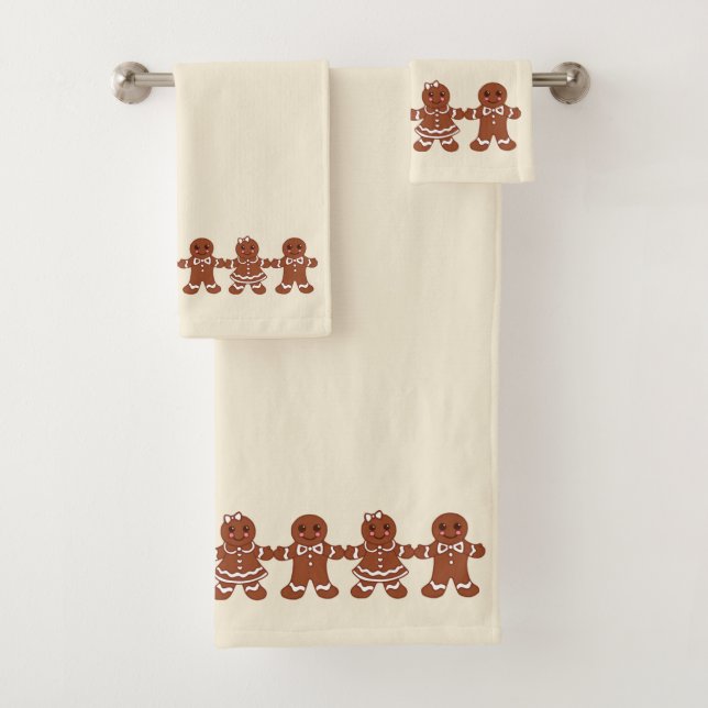 Neutrales Weihnachtsgingerbrot Badehandtücher Set  (Insitu)