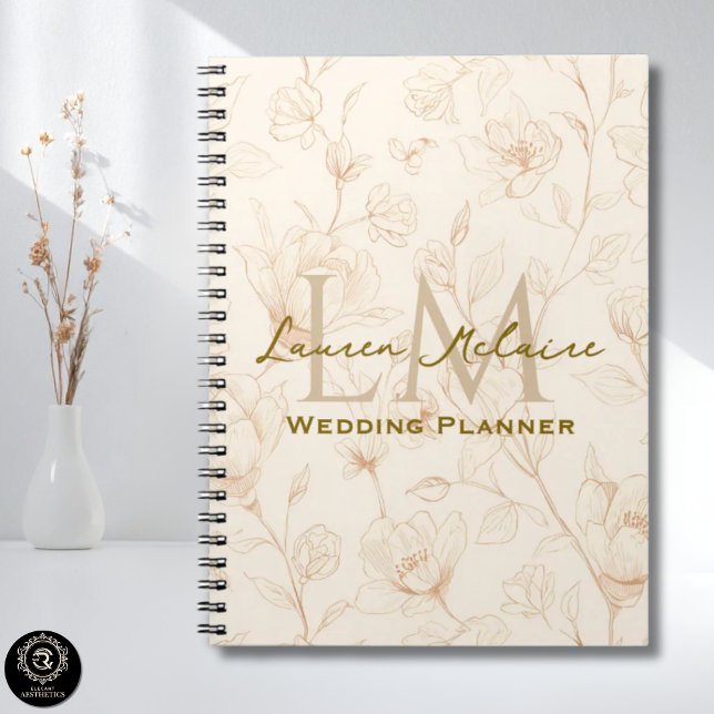 Neutrales Wildblumen-Monogramm-Geschäftsdesign Notizblock (Neutral Wildflower Monogram Business Design Notebook)