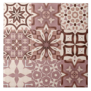 Neutre, beige, rouge, rose, carreaux marocains