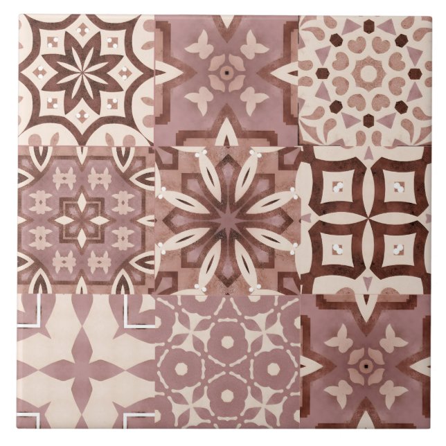 Neutre, beige, rouge, rose, carreaux marocains (Devant)