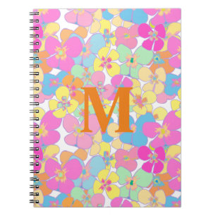 Neutro Retro Floral Pink Monogramm Notizblock