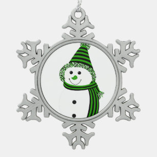 Neutrois Pride Snowman Green Black Schneeflocken Zinn-Ornament