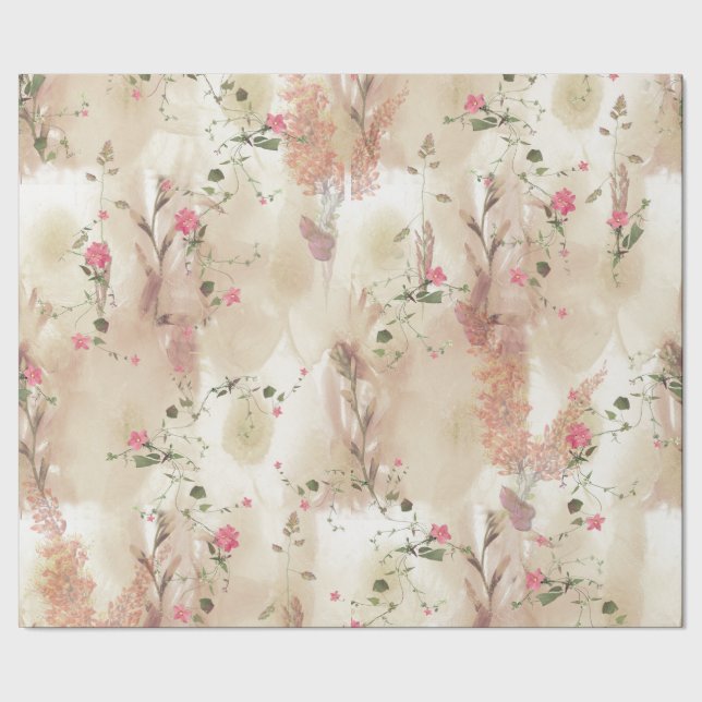 Neutronenfarbener Herbst Botanisches Thema Geschenkpapier (Saum)