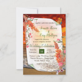 Neutronenfarbener Herbst Botanisches Thema RSVP Karte
