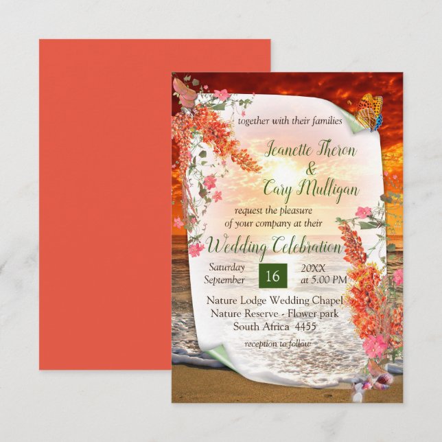 Neutronenfarbener Herbst Botanisches Thema RSVP Karte (Vorne/Hinten)