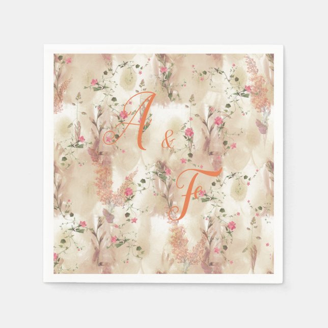 Neutronenfarbener Herbst Botanisches Thema Serviette (Vorderseite)