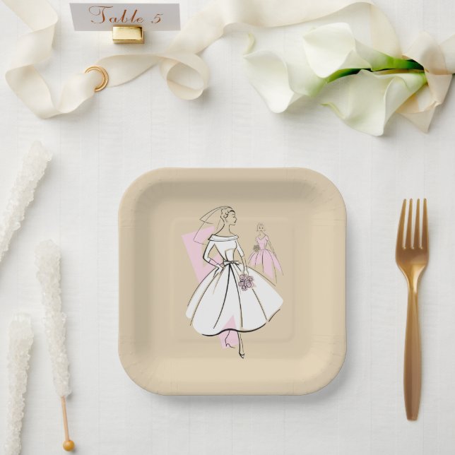 Neutronenfeld der Modebriefe Pappteller (Hochzeit)