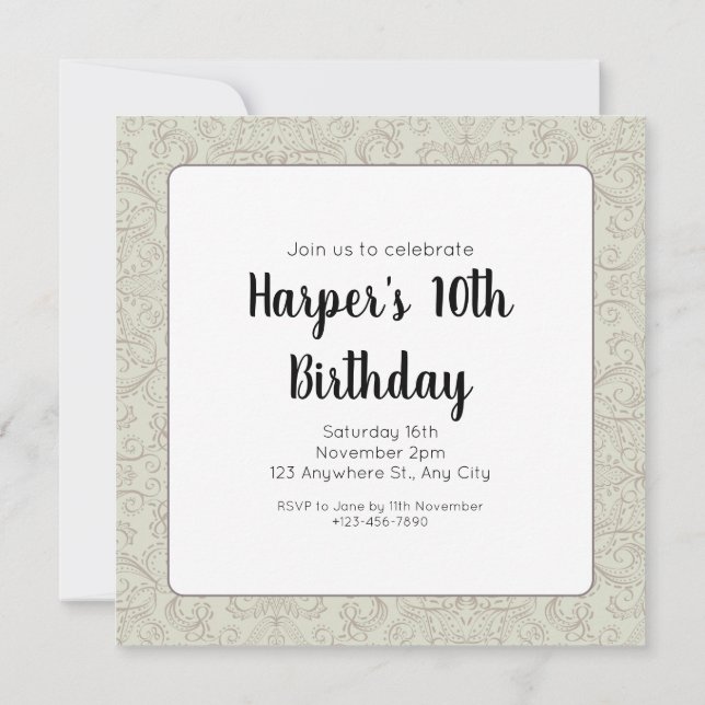 Neutronenmatte Muster Geburtstagseinladung (Rückseite)