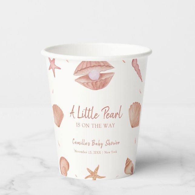 Neutronenseewasser Seashell Pearl Baby Dusche Pappbecher (Vorderseite)