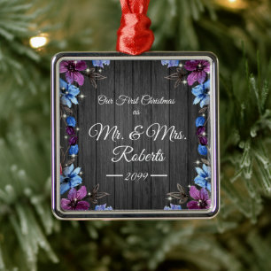 Neuverheirateter Herr & Mrs. First Christmas Rusti Ornament Aus Metall