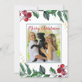 Neuverheiratetes Paar mit Hund Foto Blumenweihnach