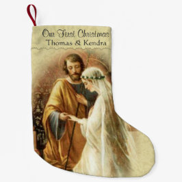 Neuvermählte Erste Weihnachten Verheiratet Kleiner Weihnachtsstrumpf