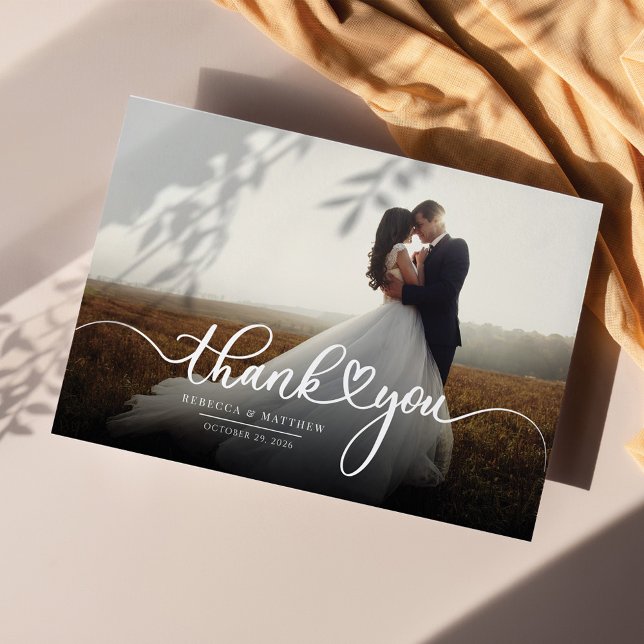 Neuvermählte Foto handgeschriebene Hochzeit Danke Mitteilungskarte (Von Creator hochgeladen)