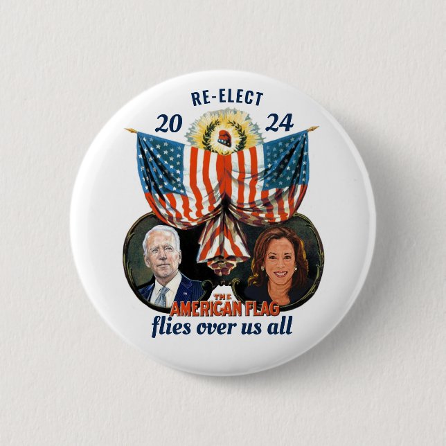 Neuwahl Biden Harris 2024 Button (Vorderseite)