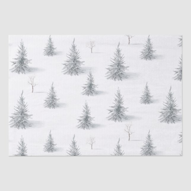 Neuzeitlicher Pinienwald Weihnachten Winter Seidenpapier (Vorderseite)