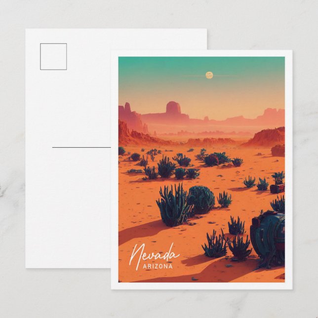Nevada Arizona Reise-Platz Illustration Postkarte (Vorne/Hinten)