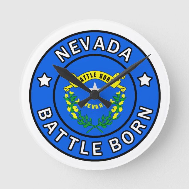 Nevada Battle Geboren Runde Wanduhr (Vorderseite)