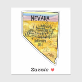 Nevada Battleborn 1864 Rattlesnake Staat Form Aufkleber