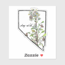 Nevada Bleibe Wild White Blume Staat Form Aufkleber