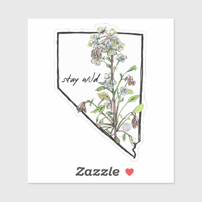 Nevada Bleibe Wild White Blume Staat Form Aufkleber (Blatt)