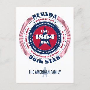 Nevada, Carson City, NV, Patriotic, Monogram Postkarte