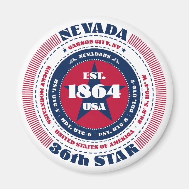 Nevada Circle Typografy Souvenir Magnet (Vorne)