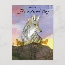 Nevada Coyote Es ist ein wüstenhafter Sonnenunterg Postkarte