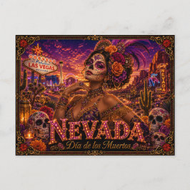 Nevada Día de los Muertos Retro Postkarte