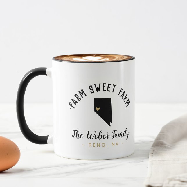 Nevada Farm Sweet Farm Famille Monogramme Mug (Créateur téléchargé)