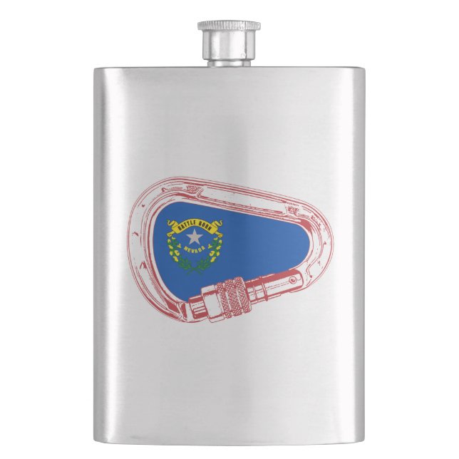 Nevada Flag Klettersteig Carabiner Flachmann (Vorderseite)