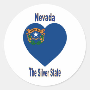 Nevada Flaggenherz Runder Aufkleber