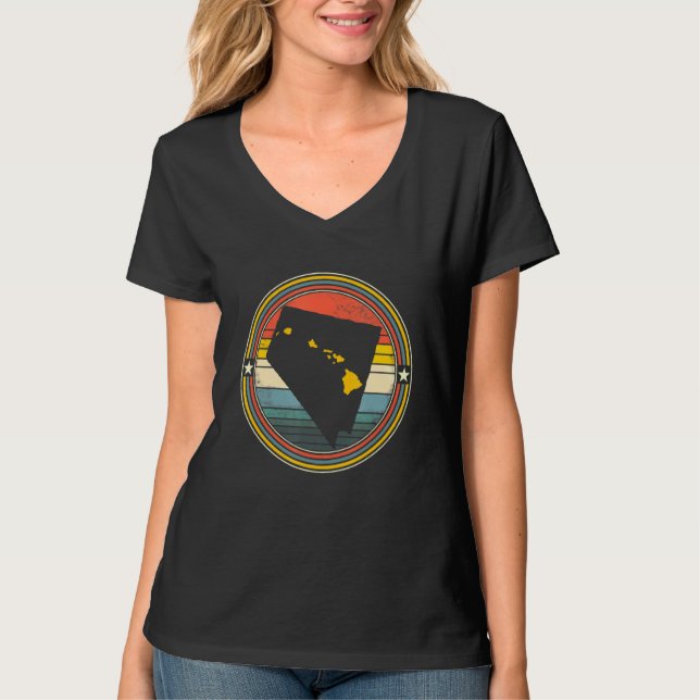 Nevada Hawaii Roots Origin Staat Map Retro T-Shirt (Vorderseite)