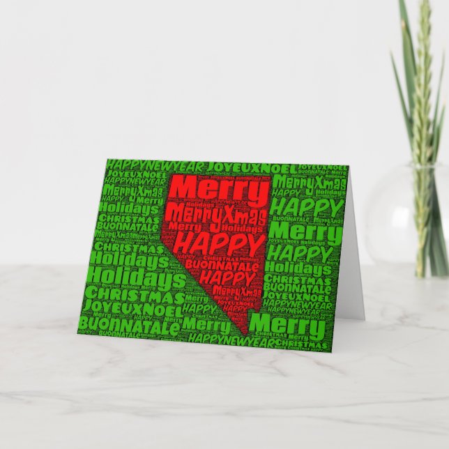 Nevada Karte Word Art Christmas Card Urlaub (Vorderseite)