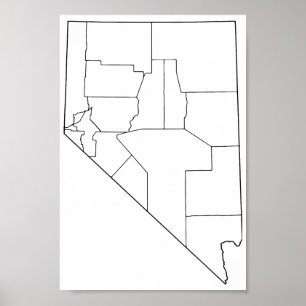 Nevada Landkreises Leere Kontur Karte Poster