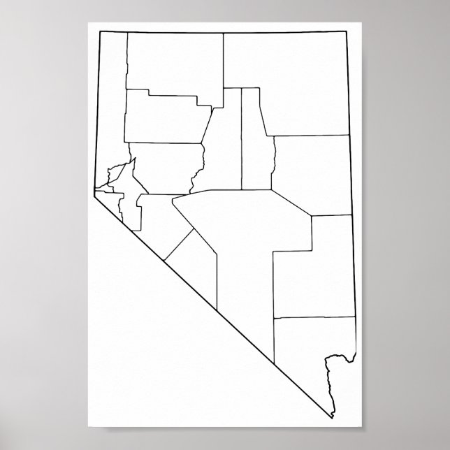 Nevada Landkreises Leere Kontur Karte Poster (Vorne)