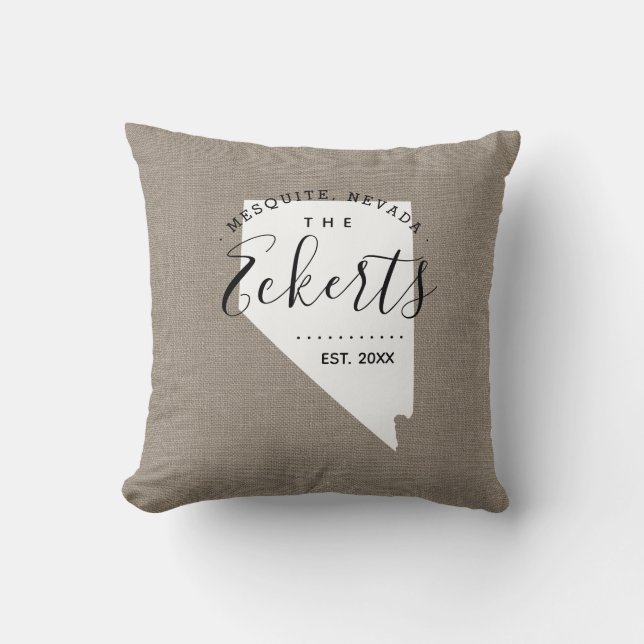 Nevada Monogram Staat Throw Kissen (Vorderseite)